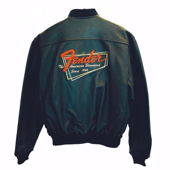 Fender Jackets & Coats Fender Rare Black Leather Musicians Jacke